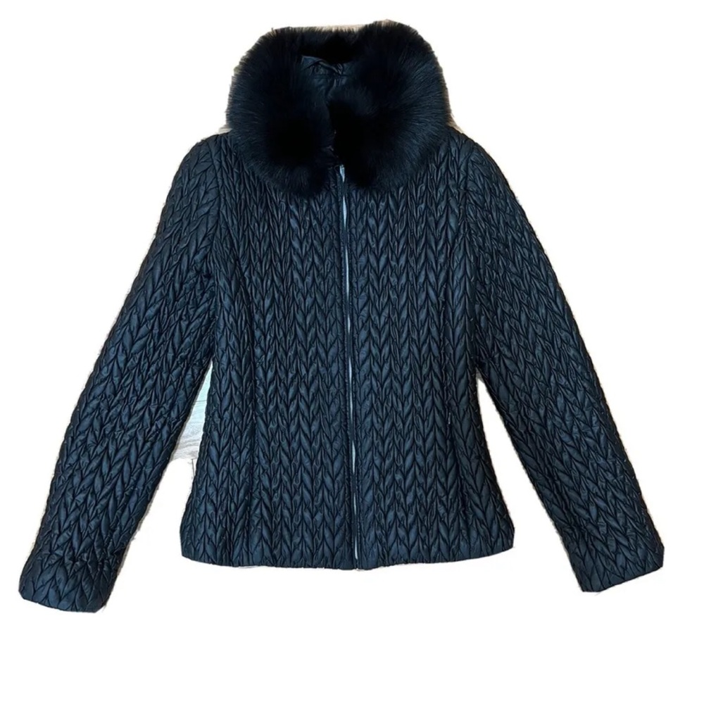 Post Card Quilted Jacket Size 4, Fox fur Collar